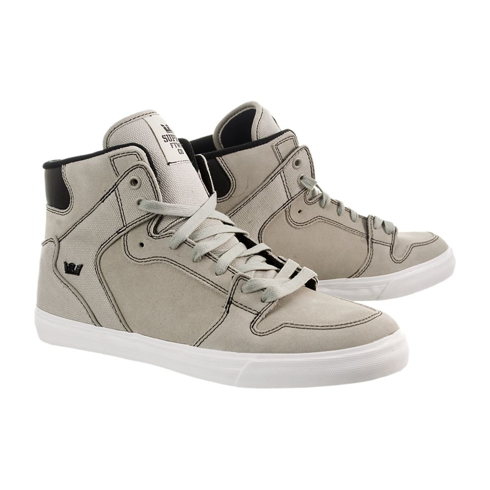 Baskets Montantes Supra Vaider Grise Grey Suede/Canvas Homme | KDD-60018823